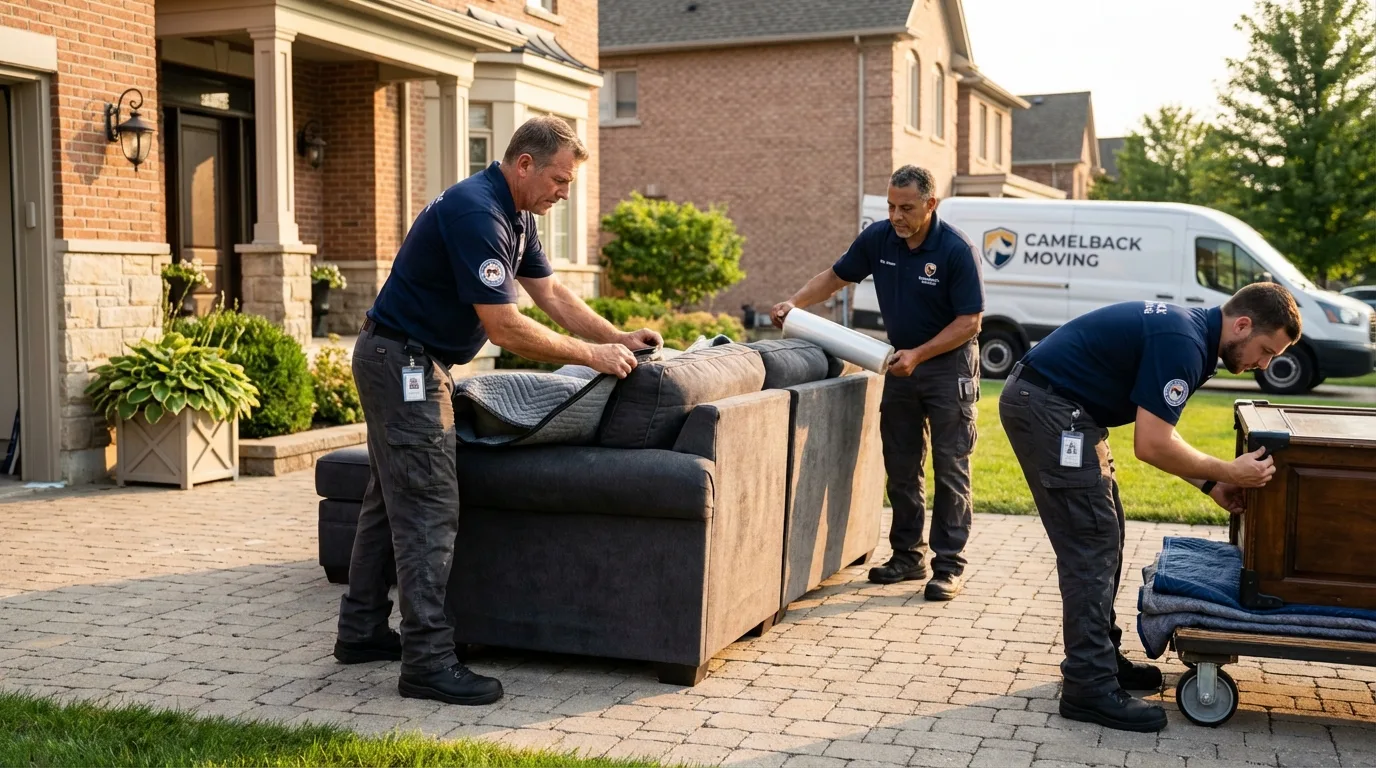 Large estate moving crew wrapping furniture in Beulah, MI